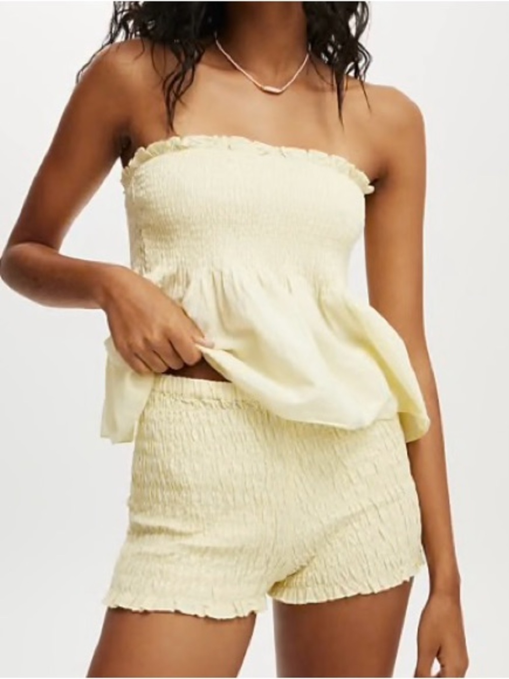 Butter Yellow Smock Tube Top (Size 4)
